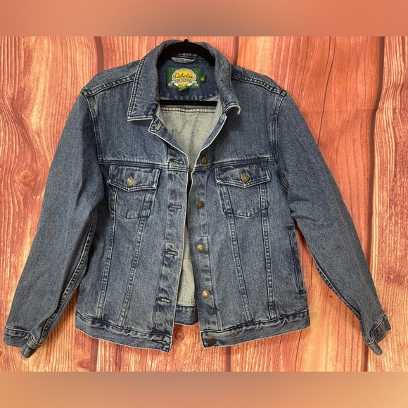 Cabela’s cotton blue denim jean long sleeve button down jacket coat size M - Picture 4 of 17